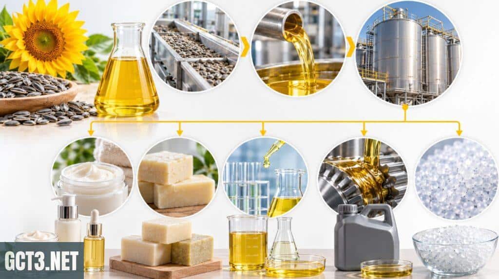 Proceso de transformación industrial del aceite de girasol