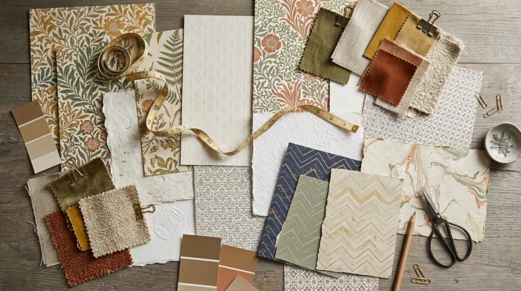 Muestras de papel pintado para elegir colores y estampados
